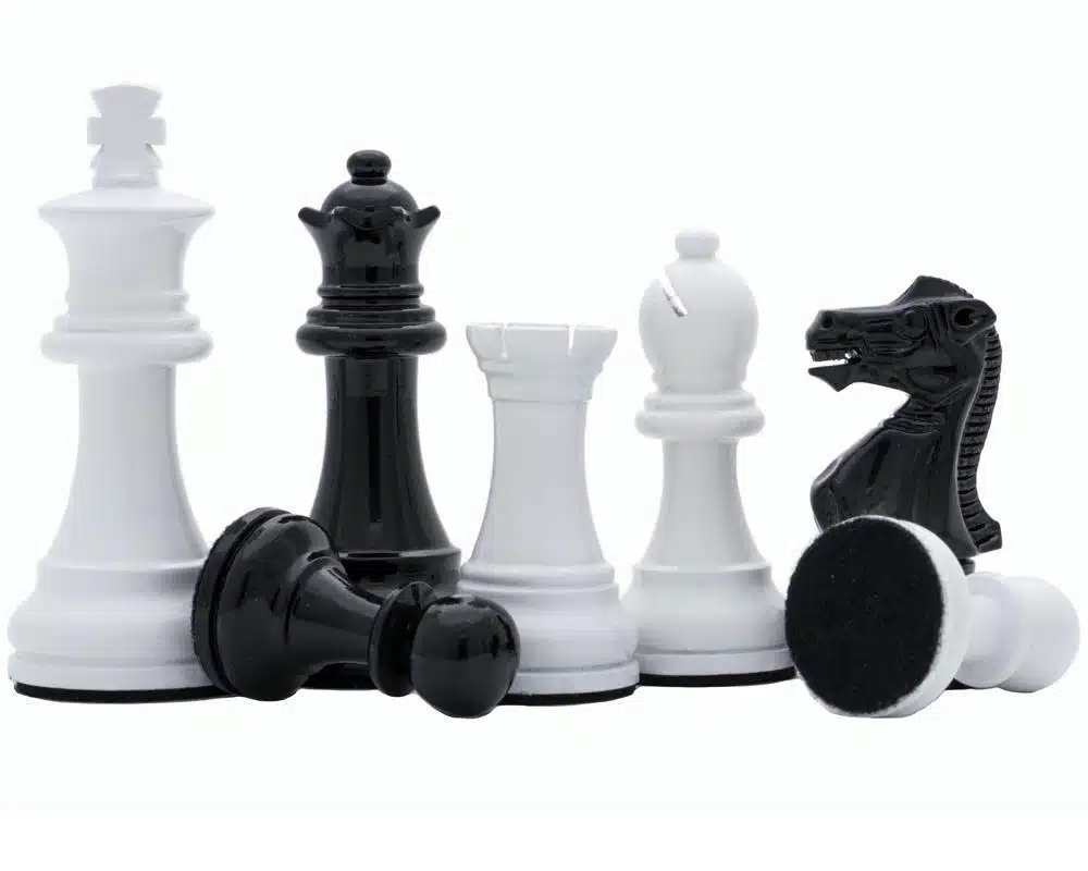 Modern Two-Tone Black and White Wooden Chess Set - Image 10