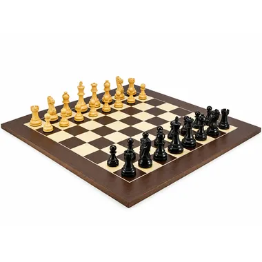 Complete Frankfurt chess set with wenge chess board and boxwood pieces