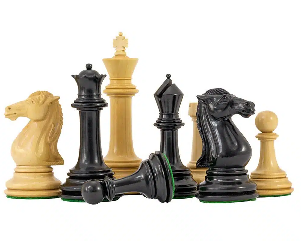 Parthenon II Set: Rosewood and Maple Chess Board & Ebony Wood Chess Set - Image 5