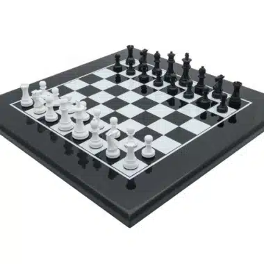 Modern Two-Tone Black and White Wooden Chess Set