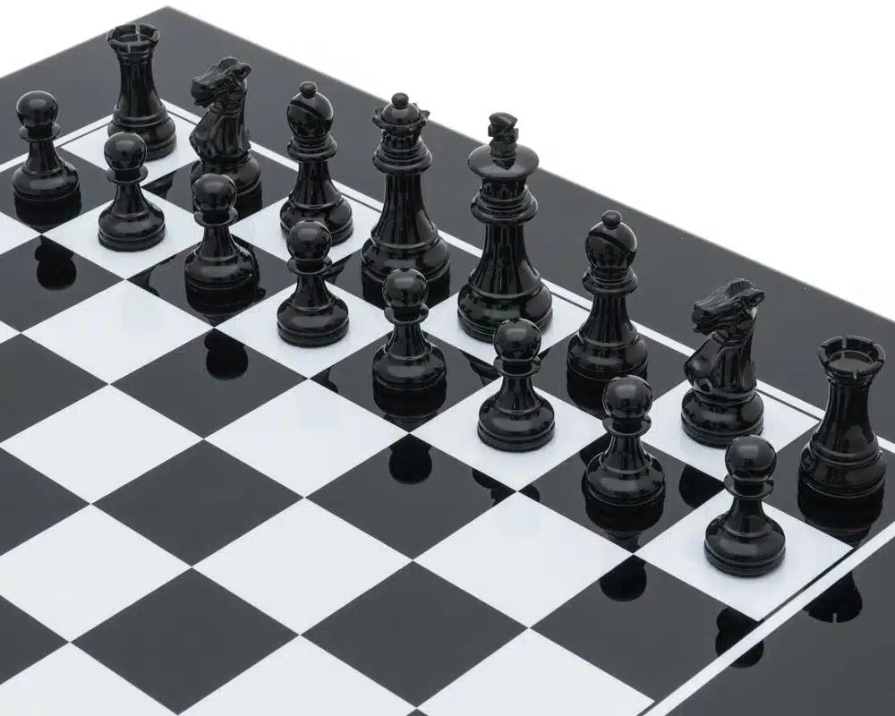 Modern Two-Tone Black and White Wooden Chess Set - Image 4