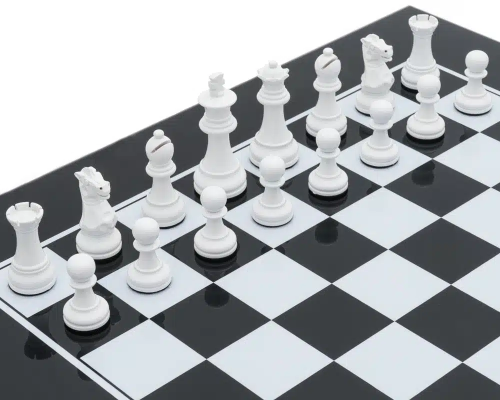 Modern Two-Tone Black and White Wooden Chess Set - Image 5