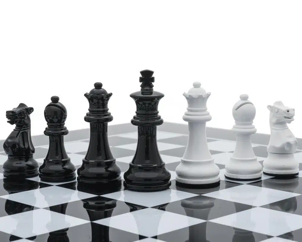 Modern Two-Tone Black and White Wooden Chess Set - Image 6