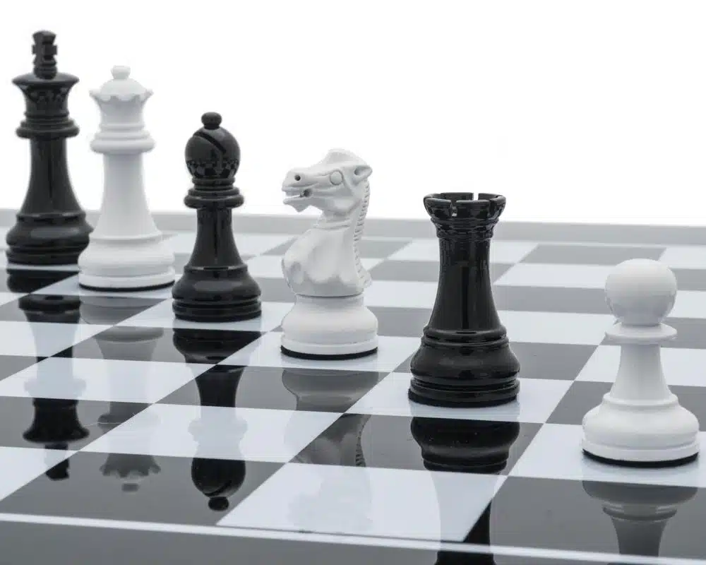 Modern Two-Tone Black and White Wooden Chess Set - Image 7