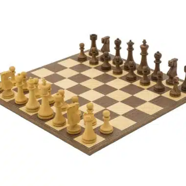 Founder Set Folding Walnut and Maple Wood Chess Board & Golden Rosewood Chess Set