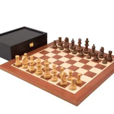 Novice Chess Set – Mahogany Wood Chess Board, Acacia & Boxwood Chess Set & Wenge Storage Box