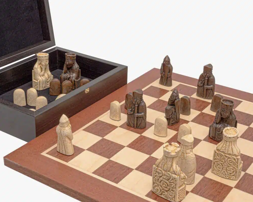 Isle of Lewis Set with Mahogany Chess Board, Isle of Lewis Chess Set and Storage Box - Image 2