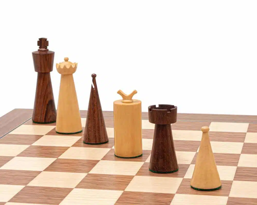 Art Deco II Set – Maple and Walnut Wood Chess Board and Golden Rosewood Chess Set - Image 5