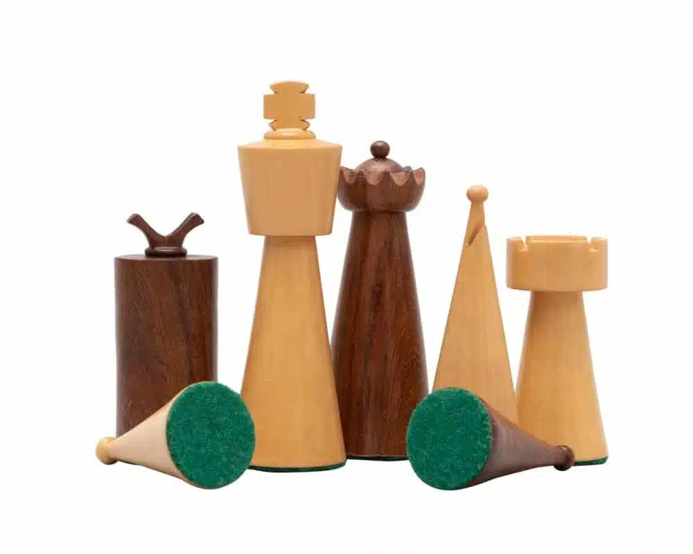 Art Deco II Set – Maple and Walnut Wood Chess Board and Golden Rosewood Chess Set - Image 6