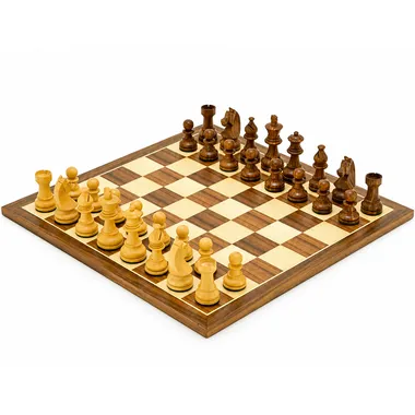 Academy Medium set: walnut and maple chess board with rosewood pieces