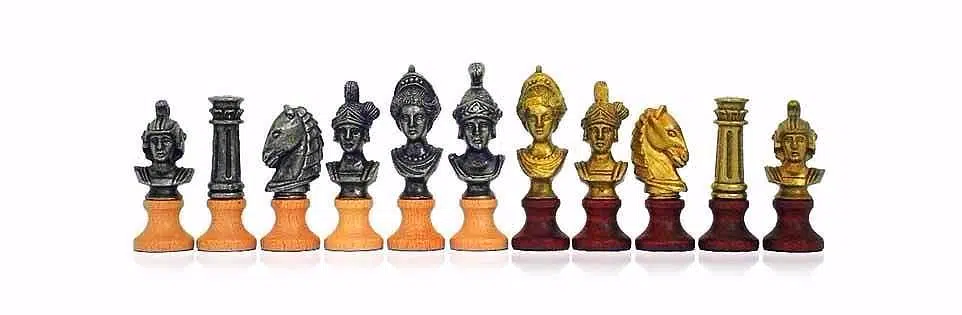 Jeu d'Echecs "Buste Romain" en Bois et Métal