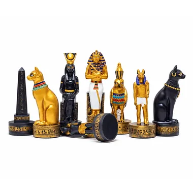 Ancient Egypt chess pieces set with visible felt base