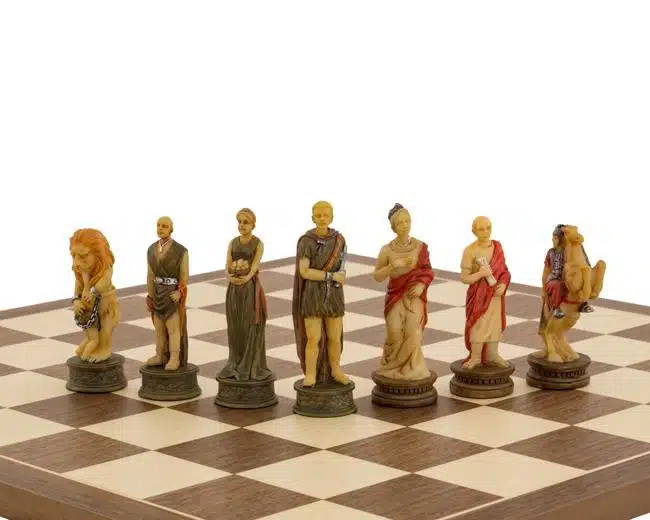 Jeu d'Echecs en Résine "Romains vs Gladiateurs"
