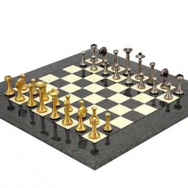 Contemporary Grey Set – Maple Wood Chess Board & Solid Brass Chess Set