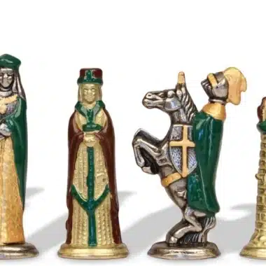 Hand-Painted Medieval Metal Chess Set