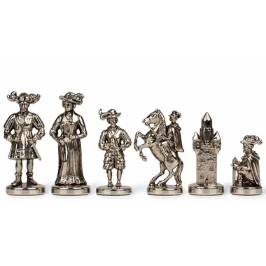 Silver-toned metal pieces Lanzichenecchi, queen, bishop, knight and rook