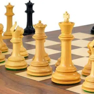 Alternative view of Parthenon Set Walnut and Maple Wood Chess Board, Ebony and Boxwood Chess Pieces & Storage Box