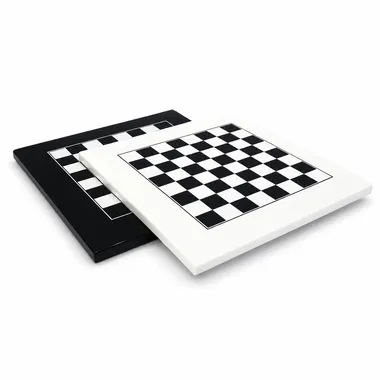Black lacquered chess board and white lacquered chess board side by side