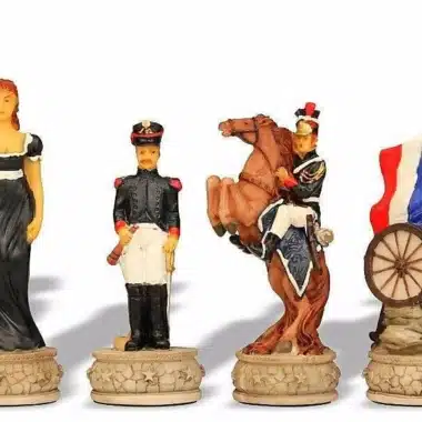 Alternative view of Historic Battle of Waterloo Chess Set with Rosewood Chess Board and Storage