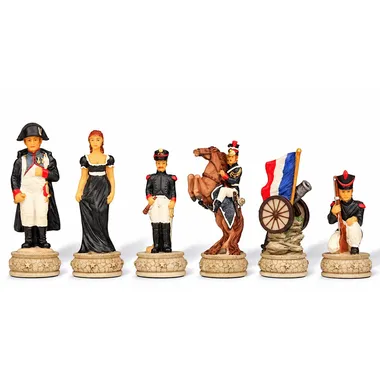 French side pieces: queen, officer, cavalry rider and tricolour flag bearer