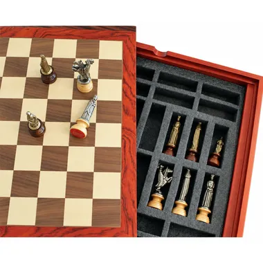 Open storage box showing compartments for the Medieval II pieces