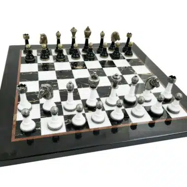 Design X Staunton Chess Set and Black and White Marble Chess Board