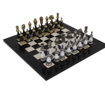 Two-Tone Chess Set V with Maple Wood Chess Board