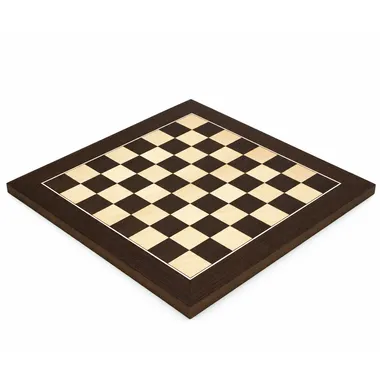 Wenge and maple wood chess board, overall perspective view