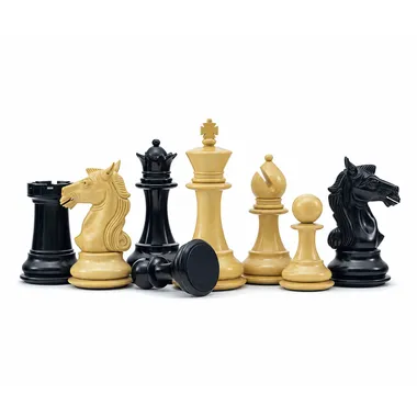 Columbus Chess Set: ebony and boxwood pieces arranged in a circle