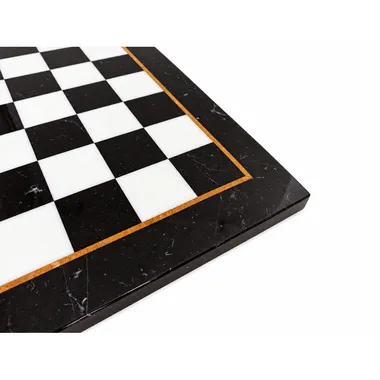 Louis XIV chess board: corner detail in black and white marble with gold edging