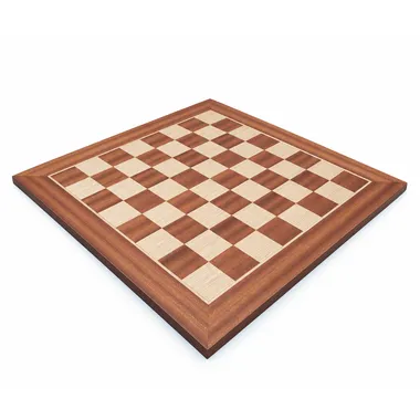 Mahogany and birch wood chess board, overall perspective view