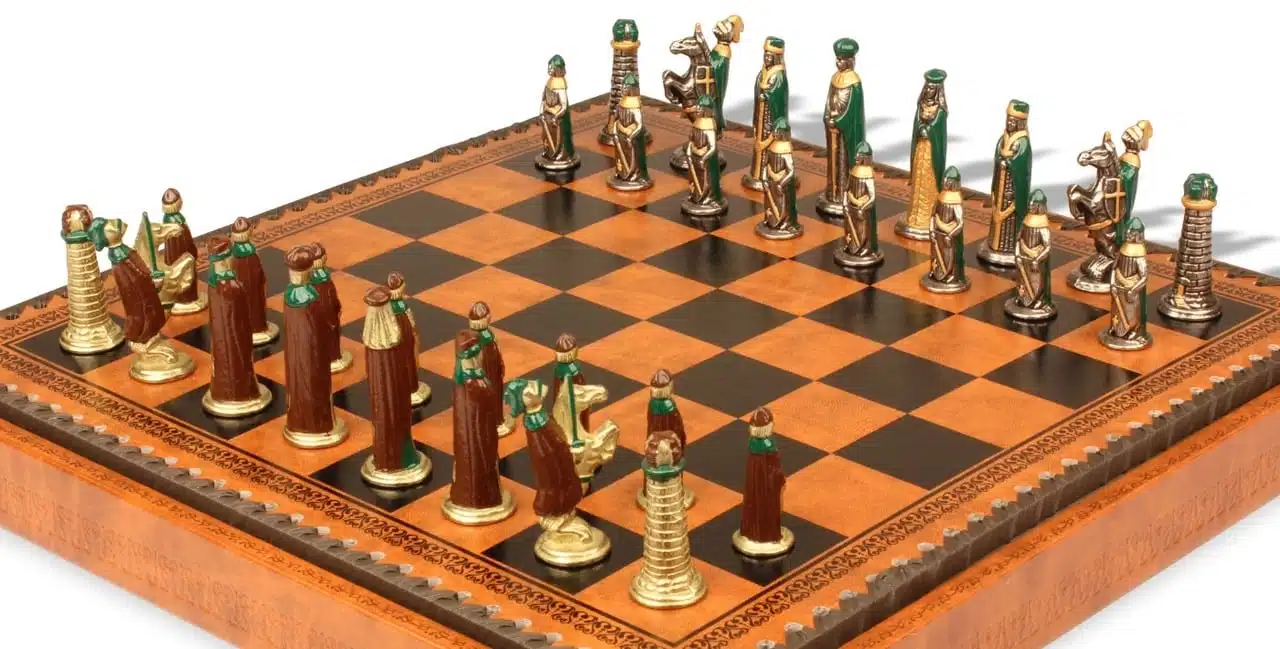 Small Medieval Chess Set and Chess Board with Storage - Image 3
