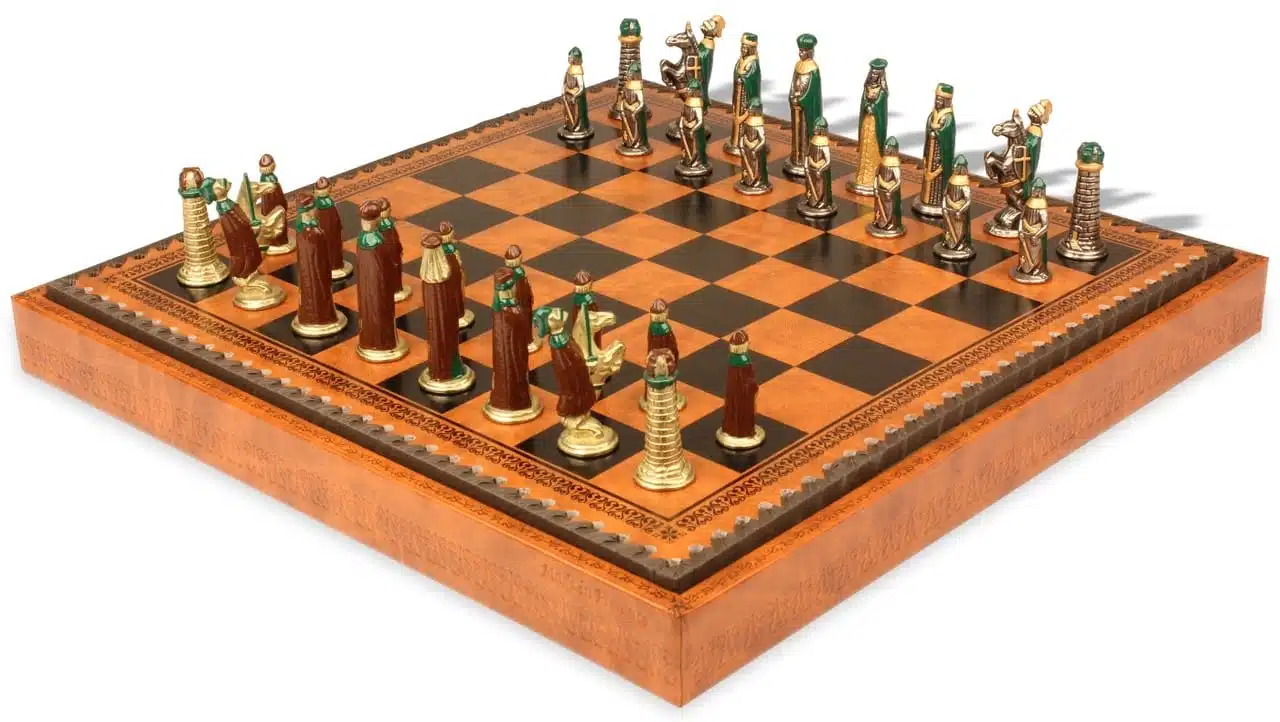 Small Medieval Chess Set and Chess Board with Storage