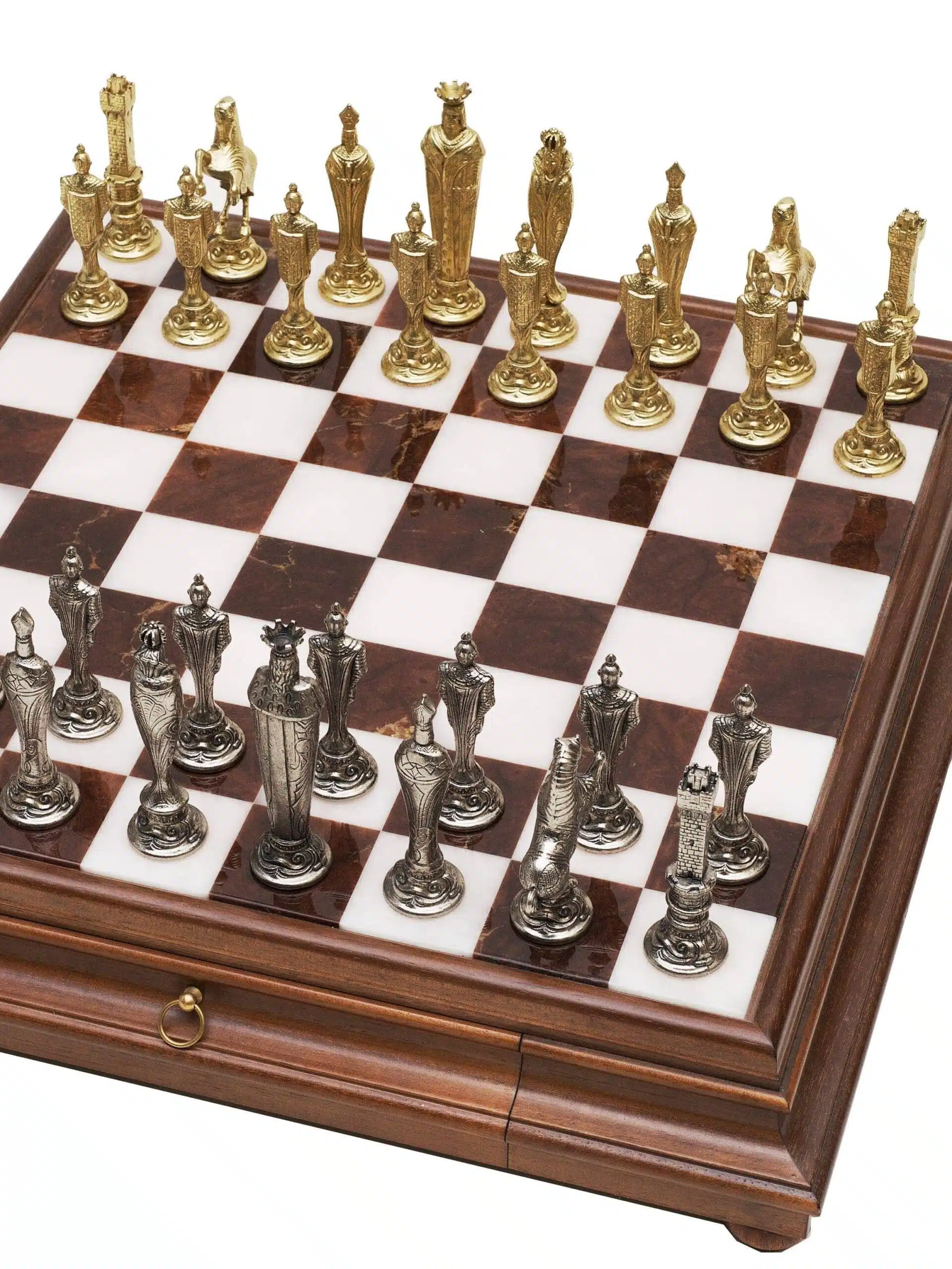 Florentine Renaissance III Chess Set and Pedestal Chess Board with Storage Drawer - Image 3
