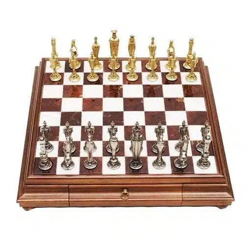 Florentine Renaissance III Chess Set and Pedestal Chess Board with Storage Drawer - Image 2