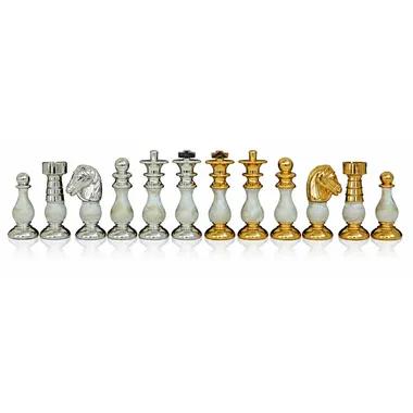 Louis XIV chess pieces: four kings in patinated wood, gold and silver plated