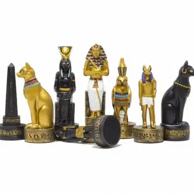 Alternative view of Ancient Egypt Resin Chess Set & Black and Gold Faux Leather Chess Board
