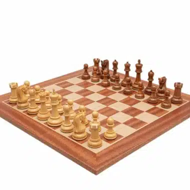 Acacia Wood Carved Chess Set with Mahogany Chess Board