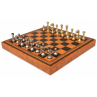 Grand Staunton complete chess set with faux leather board and storage box