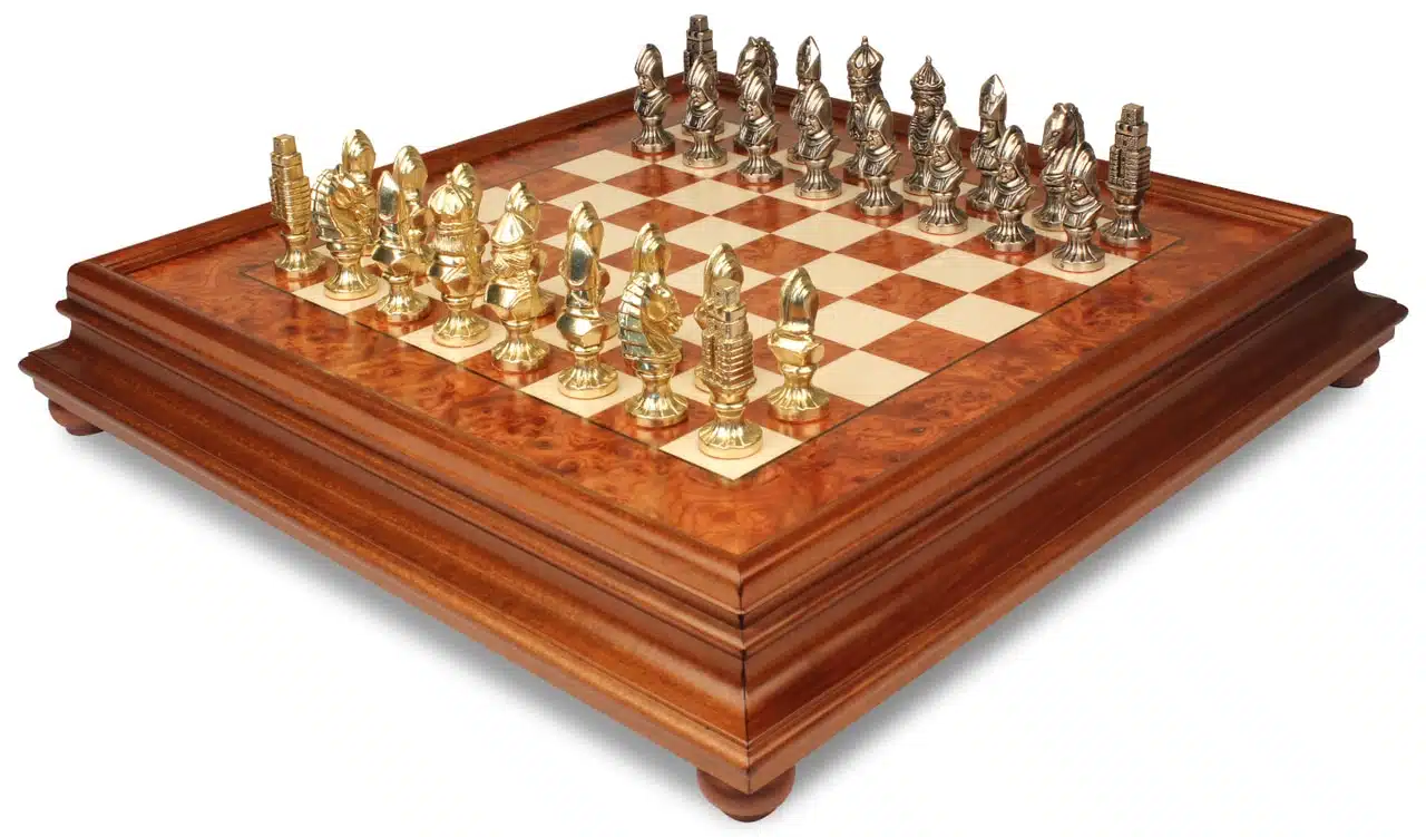 Jeu d'Échecs Moncada - Échiquier en bois de Bruyère et Bois d'Orme avec tiroir & Pièces en métal