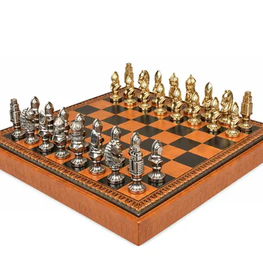 Moncada chess set, close-up view of both armies on the board