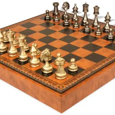 Jeu d'Échecs Grand ensemble Perse - Échiquier - Backgammon et Jeu de dames en similicuir & Pièces en laiton massif