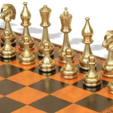 Jeu d'Échecs Flowered - Échiquier - Backgammon et Jeu de dames en similicuir & Pièces d'échecs en métal