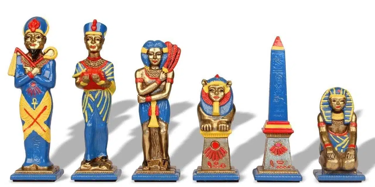 Ancient Egypt Metal Chess Pieces and Faux Leather Chess Board - Image 6