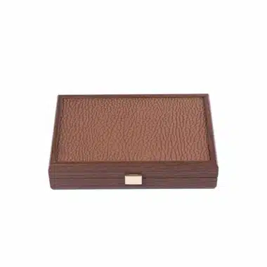 Camel Domino Set - Wooden Box with Faux Leather