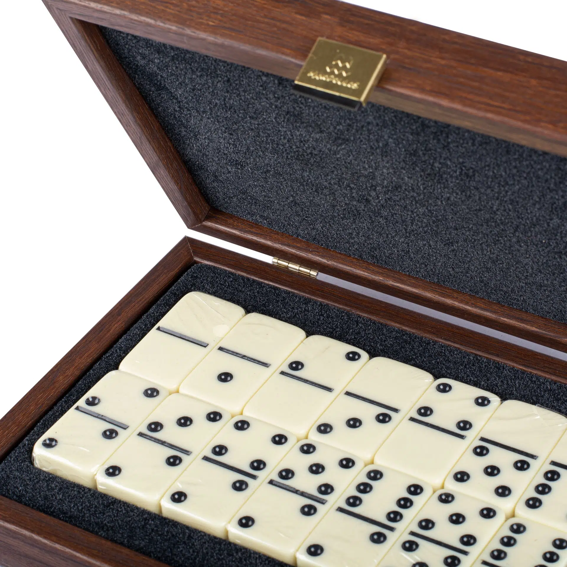 Brown Domino Set - Brown Leather and Wood Box - Image 3