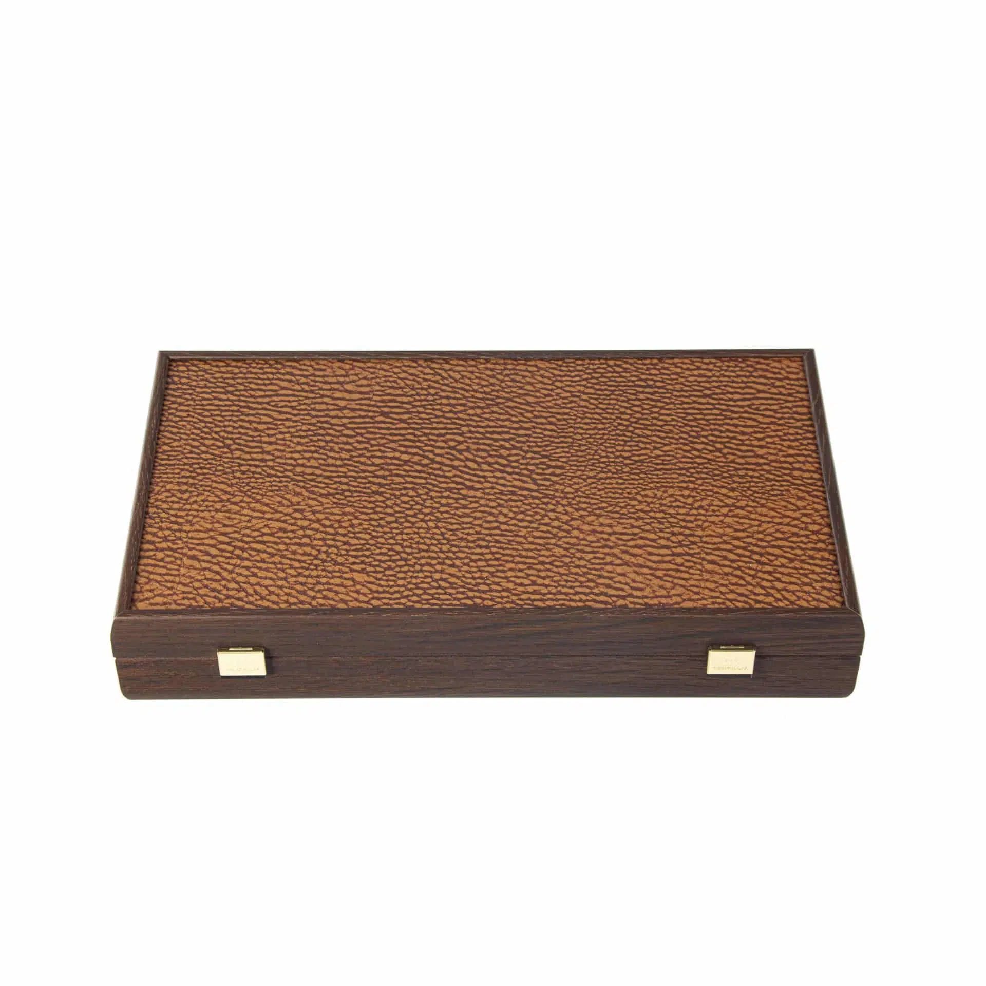 Poker Set – Dark Walnut Wood Case with Brown Faux Leather Lid - Image 2