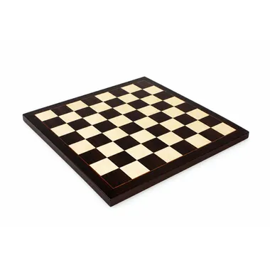 Overall view of the dark rosewood and light maple chess board