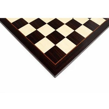 Corner of the dark rosewood chess board showing the border finish