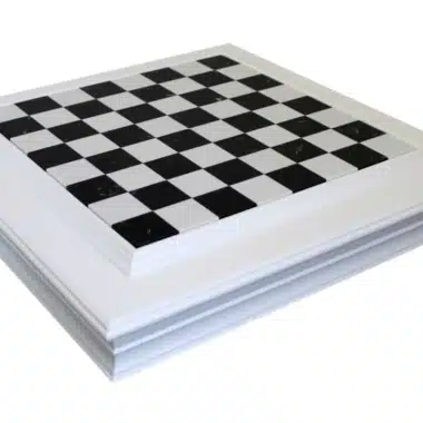 Alternative view of White Lacquered Wood Chess Board with Black and White Marble Top and Storage